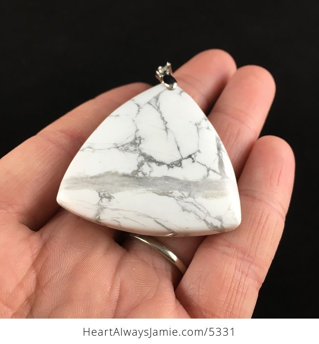 Triangular White Howlite Stone Jewelry Pendant - #jfO0xXRz0KY-2