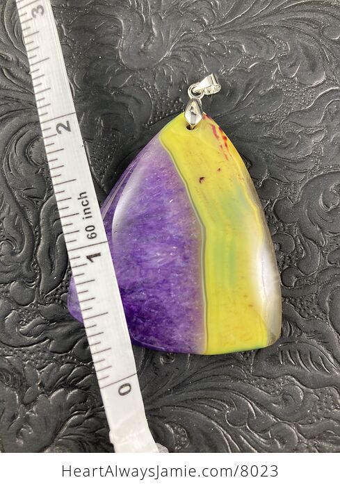 Triangular Yellow and Purple Druzy Stone Agate Jewelry Pendant - #FeyGS85yISE-5