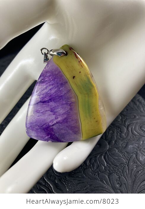 Triangular Yellow and Purple Druzy Stone Agate Jewelry Pendant - #FeyGS85yISE-3