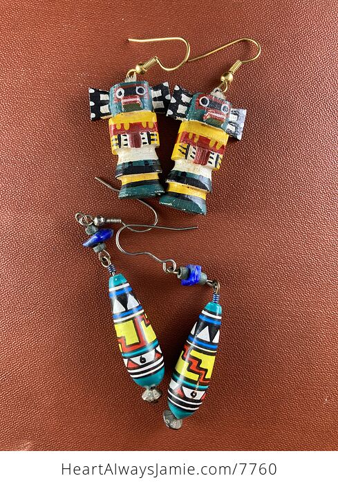 Tribal Wooden Totem Earrings Two Pairs - #zRhp2glUYRg-1