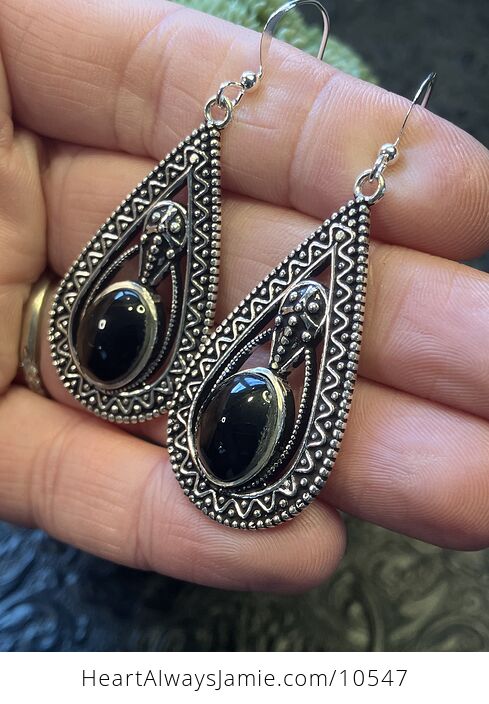 Trilobyte Black Onyx Crystal Stone Jewelry Earrings - #eY6YmGsm4w0-4