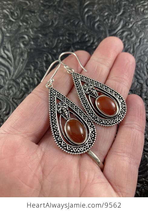 Trilobyte Carnelian Crystal Stone Jewelry Earrings - #KXiEA2lAiVM-3
