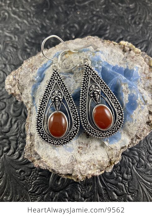Trilobyte Carnelian Crystal Stone Jewelry Earrings - #KXiEA2lAiVM-1