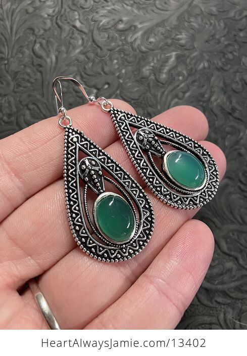 Trilobyte Green Chalcedony Crystal Stone Jewelry Earrings - #ji5JUVg2GPI-1