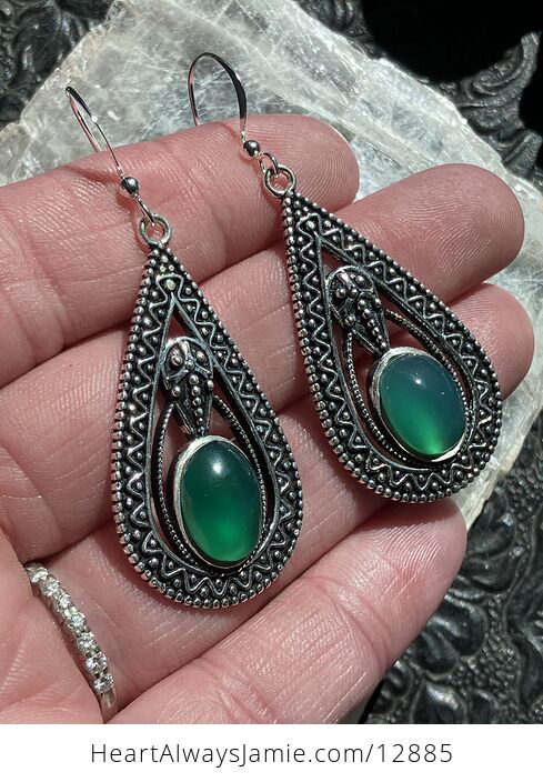 Trilobyte Green Chalcedony Crystal Stone Jewelry Earrings - #m5hAK5Auu2c-3