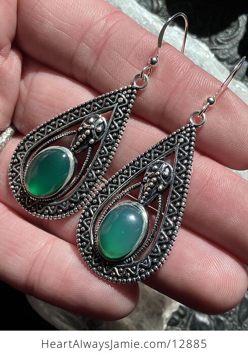 Trilobyte Green Chalcedony Crystal Stone Jewelry Earrings - #m5hAK5Auu2c-4