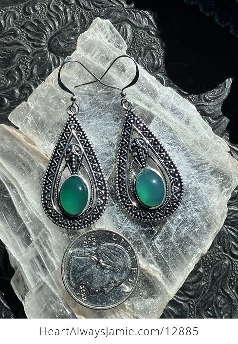 Trilobyte Green Chalcedony Crystal Stone Jewelry Earrings - #m5hAK5Auu2c-7