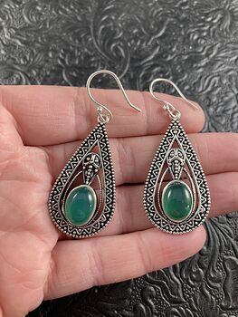 Trilobyte Green Onyx Agate Crystal Stone Jewelry Earrings #EnxifLDMLIg