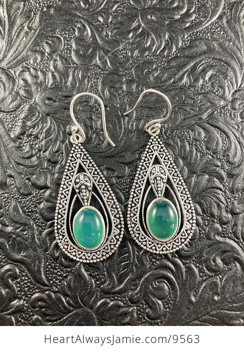 Trilobyte Green Onyx Agate Crystal Stone Jewelry Earrings - #EnxifLDMLIg-2