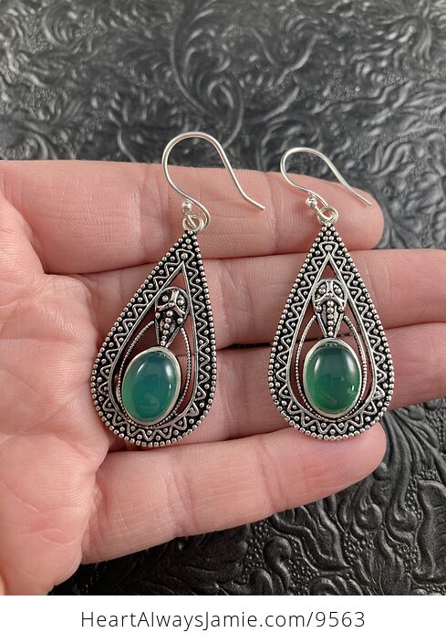 Trilobyte Green Onyx Agate Crystal Stone Jewelry Earrings - #EnxifLDMLIg-1