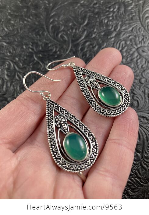 Trilobyte Green Onyx Agate Crystal Stone Jewelry Earrings - #EnxifLDMLIg-4