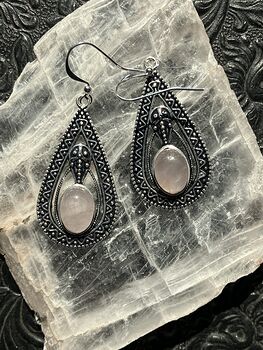 Trilobyte Rose Quartz Crystal Stone Jewelry Earrings #SfGkFJqq2RE