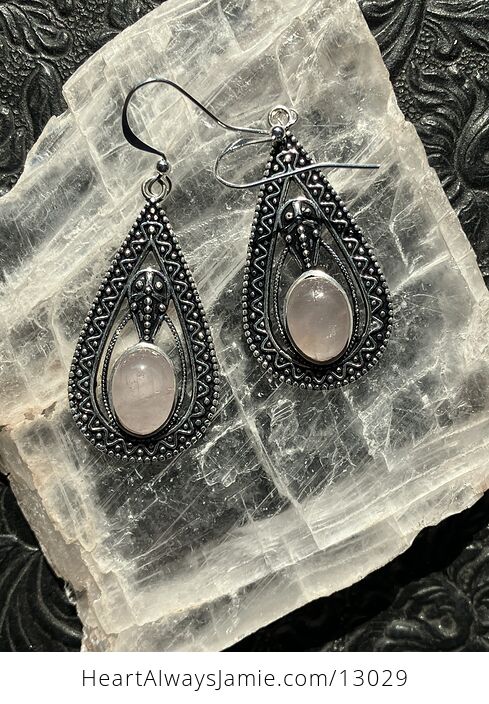 Trilobyte Rose Quartz Crystal Stone Jewelry Earrings - #SfGkFJqq2RE-1