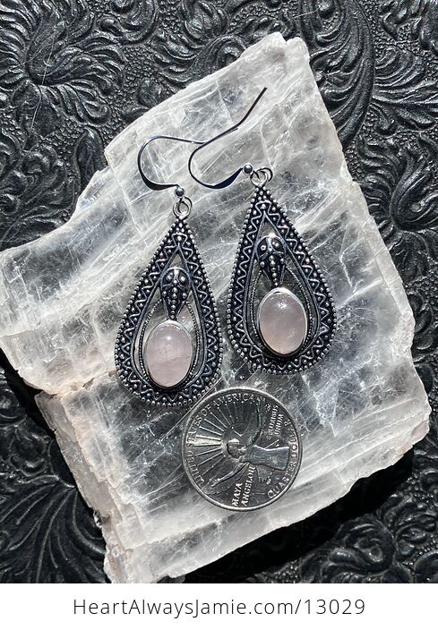 Trilobyte Rose Quartz Crystal Stone Jewelry Earrings - #SfGkFJqq2RE-3