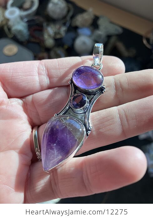 Trio Purple Amethyst Stone Crystal Pendant Jewelry - #P6shKnx2FEA-3