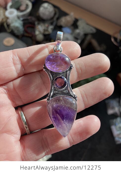 Trio Purple Amethyst Stone Crystal Pendant Jewelry - #P6shKnx2FEA-1