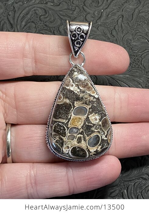 Turitella Agate Floral Pendant Antique Styled Crystal Stone Jewelry - #uVESebBSHf8-1