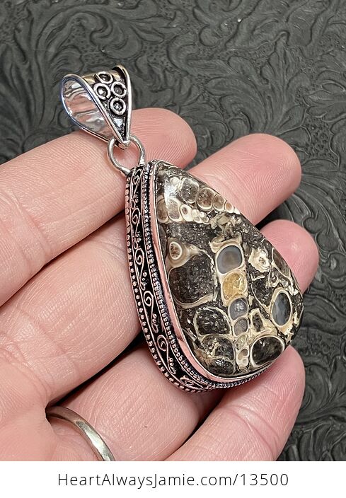 Turitella Agate Floral Pendant Antique Styled Crystal Stone Jewelry - #uVESebBSHf8-3