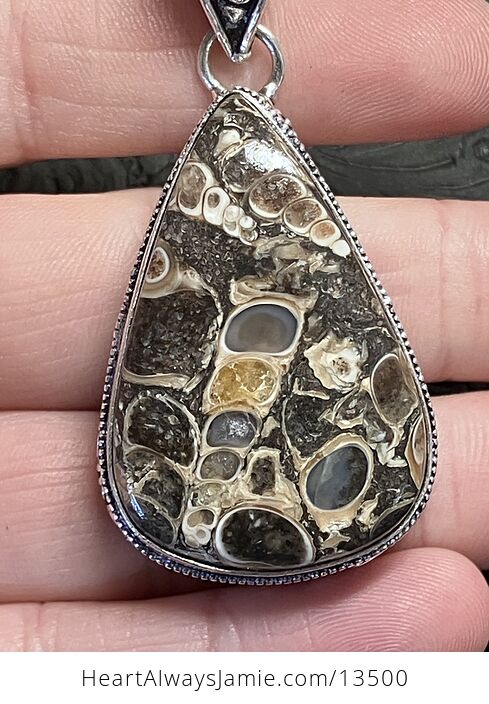 Turitella Agate Floral Pendant Antique Styled Crystal Stone Jewelry - #uVESebBSHf8-2