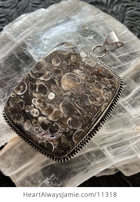 Turitella Fossiliferous Elimia Agate Crystal Stone Jewelry Pendant - #RUno4mqvVNw-4
