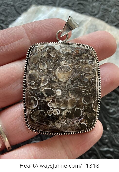 Turitella Fossiliferous Elimia Agate Crystal Stone Jewelry Pendant - #RUno4mqvVNw-1