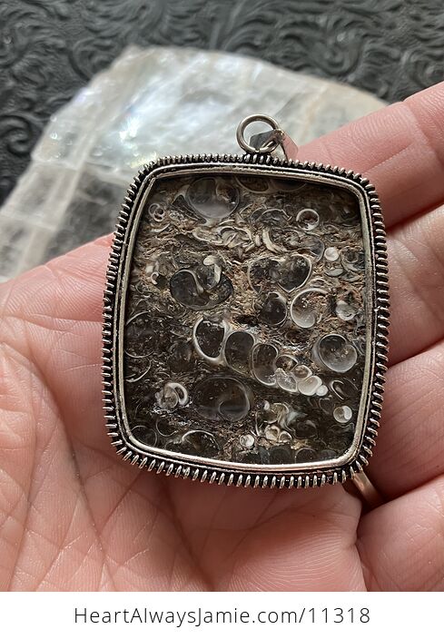 Turitella Fossiliferous Elimia Agate Crystal Stone Jewelry Pendant - #RUno4mqvVNw-6