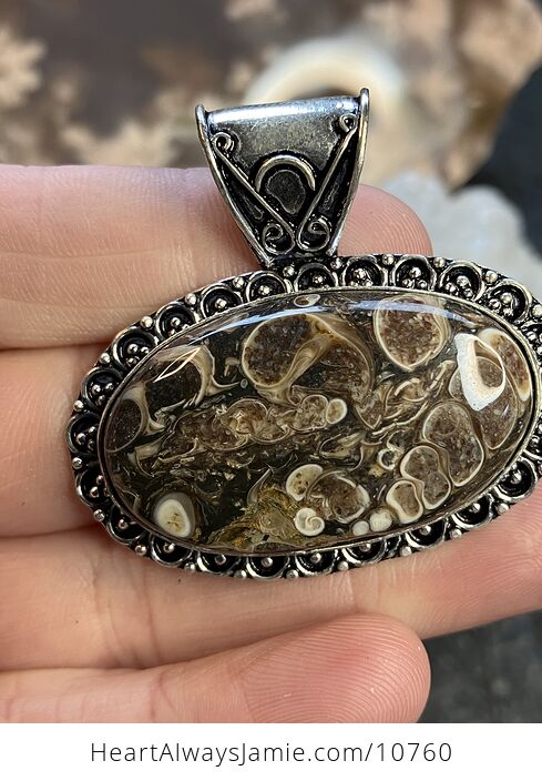 Turitella Fossiliferous Elimia Agate Crystal Stone Jewelry Pendant - #WAbgQeNFBJU-3