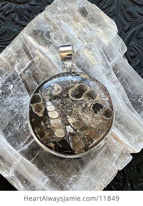 Turitella Fossiliferous Elimia Agate Crystal Stone Jewelry Pendant - #vtWGs31l3WY-6