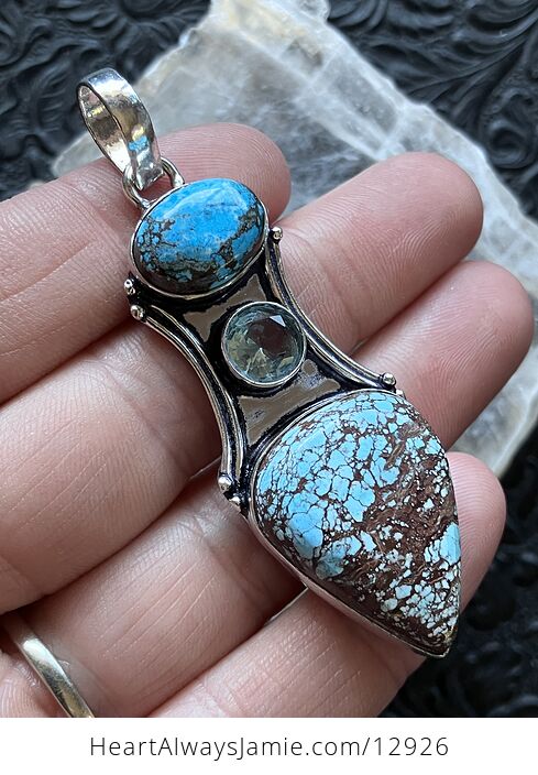 Turquoise and Topaz Pendant Crystal Stone Jewelry - #35gUkpZF9Bw-1