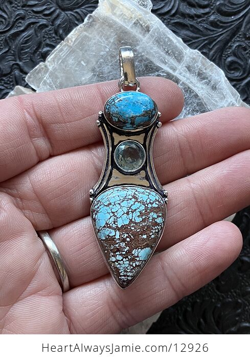 Turquoise and Topaz Pendant Crystal Stone Jewelry - #35gUkpZF9Bw-2