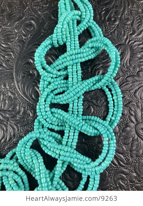 Turquoise Colored Beaded Braided Necklace - #FwXpuB4Ul8Y-3