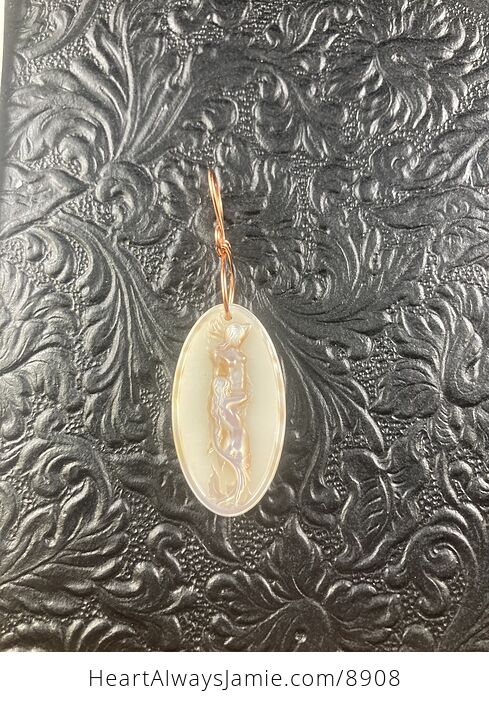 Two Carved Mermaids in Mother of Pearl Shell Pendant Jewelry - #A23r9NVJCBA-4