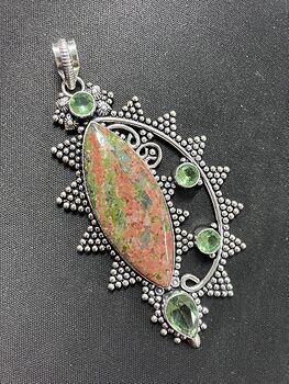 Unakite and Peridot Stone Jewelry Crystal Pendant #99goPAHqqVc