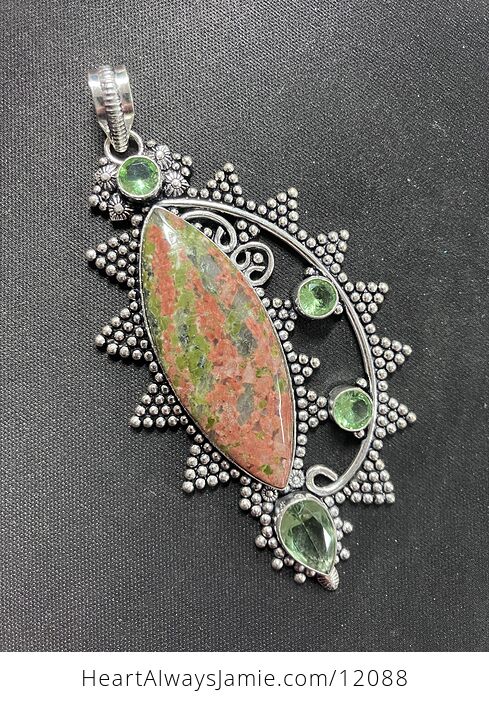 Unakite and Peridot Stone Jewelry Crystal Pendant - #99goPAHqqVc-1