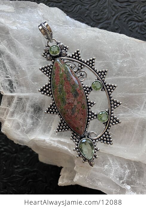 Unakite and Peridot Stone Jewelry Crystal Pendant - #99goPAHqqVc-6