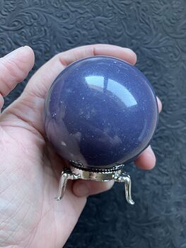 Unique Purple Mica Lepidolite Crystal Sphere with Stand #Li2U0lVVANM