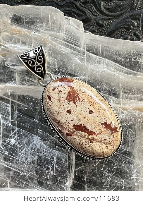 Unique Red and Beige Jasper Stone Jewelry Crystal Pendant - #ZTRdL0z0kbA-5