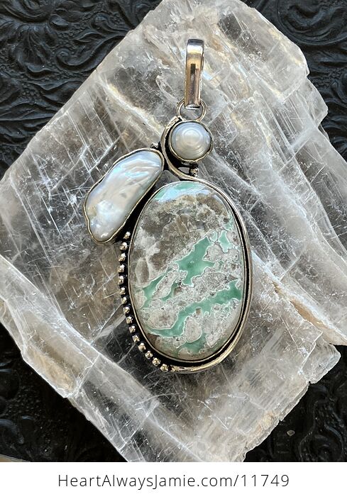 Variscite and Pearl Crystal Stone Jewelry Pendant - #782fPdQNlIk-1