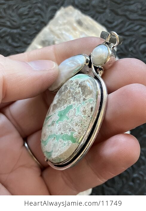 Variscite and Pearl Crystal Stone Jewelry Pendant - #782fPdQNlIk-4