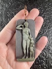 Venus and Cupid Jasper Pendant Stone Jewelry Mini Art Ornament #kCSqUinjNV4