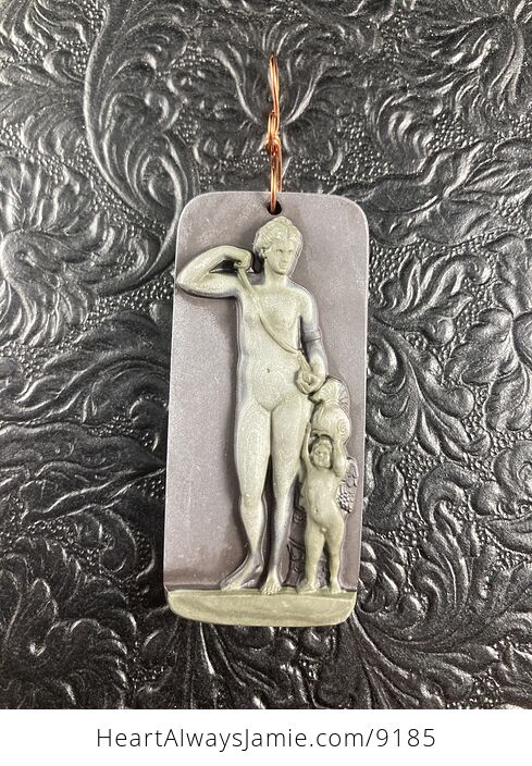 Venus and Cupid Jasper Pendant Stone Jewelry Mini Art Ornament - #kCSqUinjNV4-4