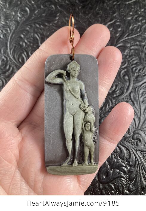Venus and Cupid Jasper Pendant Stone Jewelry Mini Art Ornament - #kCSqUinjNV4-1