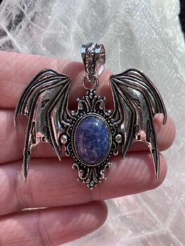 Victorian Styled Halloween Flying Vampire Bat Lapis Lazuli Gemstone Crystal Jewelry Pendant Charm #YRsQpYvdfE0