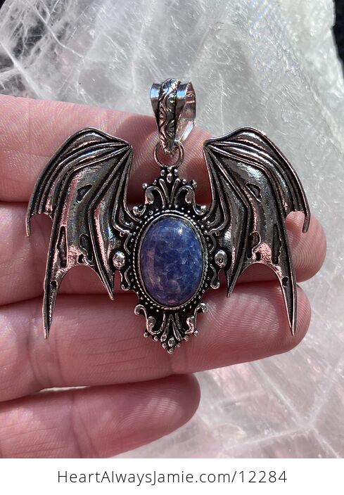 Victorian Styled Halloween Flying Vampire Bat Lapis Lazuli Gemstone Crystal Jewelry Pendant Charm - #YRsQpYvdfE0-1