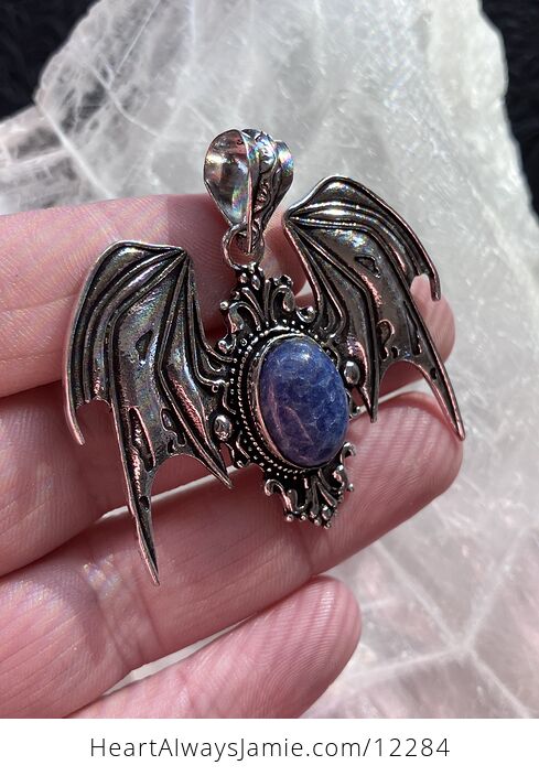 Victorian Styled Halloween Flying Vampire Bat Lapis Lazuli Gemstone Crystal Jewelry Pendant Charm - #YRsQpYvdfE0-2