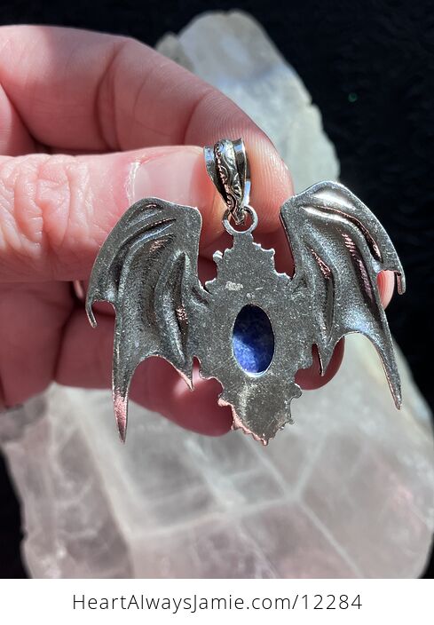 Victorian Styled Halloween Flying Vampire Bat Lapis Lazuli Gemstone Crystal Jewelry Pendant Charm - #YRsQpYvdfE0-6