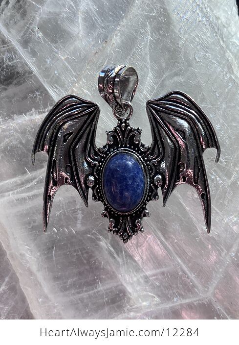 Victorian Styled Halloween Flying Vampire Bat Lapis Lazuli Gemstone Crystal Jewelry Pendant Charm - #YRsQpYvdfE0-5