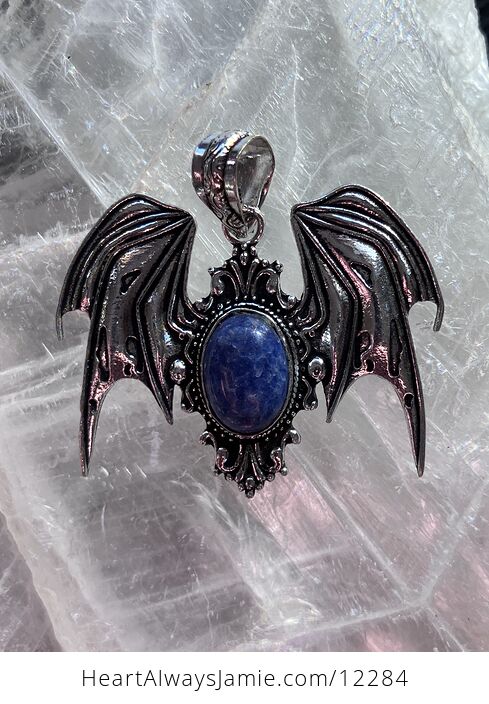 Victorian Styled Halloween Flying Vampire Bat Lapis Lazuli Gemstone Crystal Jewelry Pendant Charm - #YRsQpYvdfE0-4