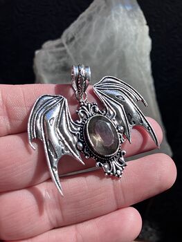 Victorian Styled Halloween Flying Vampire Bat Smoky Quartz Gemstone Crystal Jewelry Pendant Charm #xfHuRdgUHb0