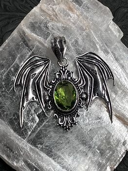 Victorian Styled Vampire Bat Peridot Pendant Gemstone Crystal Jewelry #gHt2oa5e6s4